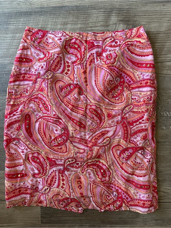 Worthington Dresses & Skirts - Worthington 100% Silk Paisley Pencil Skirt Size 8 Pink Embroidered Beaded Y2K